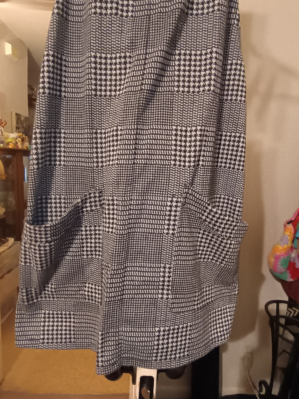 No Boundaries Plaid Houndstooth Overall Jumper Dress XL 15-17